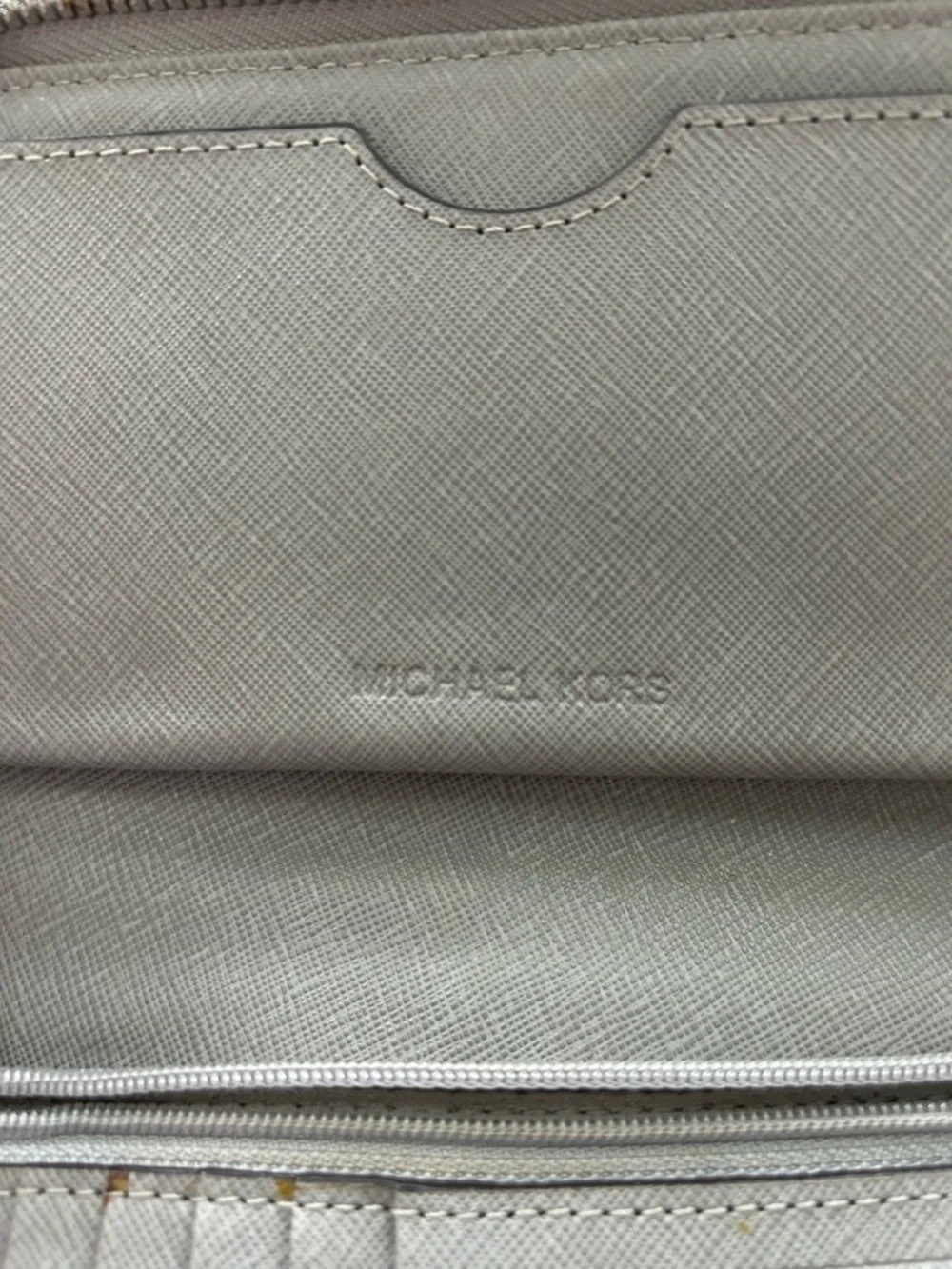 Michael Kors Gray Leather Wristlet Zip Around Wallet
